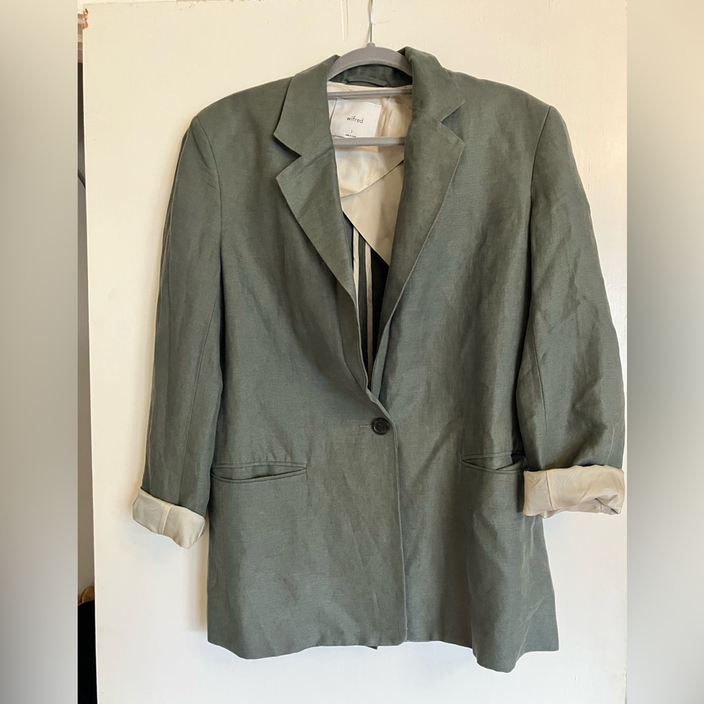 Wilfred Moss Green Single-Button Linen Blazer